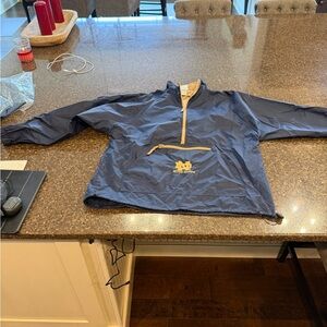 Adidas Notre Dame  Kids Navy Blue Windbreaker Rain Pullover with Yellow Accents